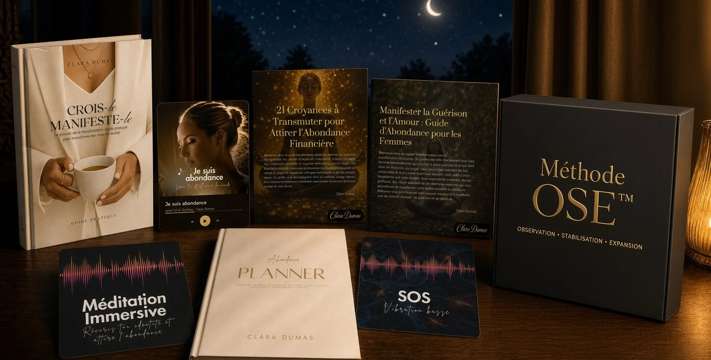 Le coffret Code Abondance : le guide Crois-le. Manifeste-le., son Pack Premium et la Méthode OSE™, réunis.